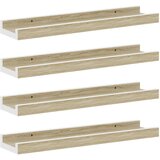  Zidne police 4 kom bijele i boja hrasta sonome 40 x 9 x 3 cm | Eponuda.com