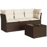 vidaXL 4-dijelni set vrtnih sofa od poliratana s jastucima smeđi | shoptok.hr