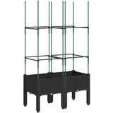 Maison Chic Cvetlično korito - Cvetlični Lonec z oporno mrežo črno 80x40x142,5 cm PP, (21789597) | Shoptok.si
