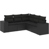  The Living Store Vrtna sedežna garnitura 5-delna z blazinami črn poli ratan - Vrtna Sedežna Garniture, (21447008) | Shoptok.si