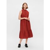 Pieces Brown Patterned Midish with Stand-Up Collar Lupin - Women Cene