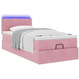 vidaXL Otomanski posteljni okvir z vzmetnico roza 90x200 cm žamet | Shoptok.si
