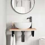  Zidna polica za umivaonik od čelika i masivne bukovine Smeđa 60 x 40 x 2.5 cm | shoptok.hr