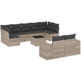 vidaXL 10-dijelni set vrtnih sofa poliratan s jastucima svijetlosivi | shoptok.hr