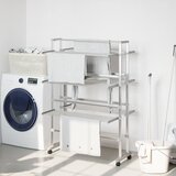 vidaXL Stojalo za sušenje perila s kolesi 89x64x129 cm aluminij Cene