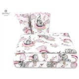 MimiNu Posteljina set 3 elem. Slonić i duga roza (za krevetić 120x90 cm) | shoptok.hr