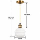Brilagi LED luster na sajli RETRO GLASS 1xE27/60W/230V prečnik 17 cm zlatna/bela Slike