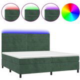 Maison Chic Box spring postelja - Vzmetna postelja z vzmetnico LED tem. zelena 200x200cm žamet SL22238, (21891857) | Shoptok.si