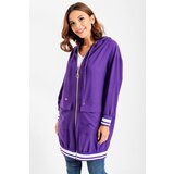 By Saygı Women's Purple Zippered Ribbed Jacket with Stripe Skirt | shoptok.hr