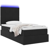  LED krevet za pohranu s madracem Crna 90 x 190 cm Baršun | shoptok.hr