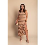 Fenzy Maxi Obleka S Potiskom Črt, Kaki | Shoptok.si