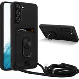 Cadorabo Verižica za mobilni telefon s funkcijo stojala, združljiva z Samsung Galaxy S22 PLUS v črna barvi - silikonski zaščitni pokrov z nastavljivim trakom, (20860035) | Shoptok.si