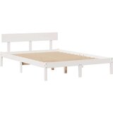 vidaXL Knjižna postelja brez ležišča bela 140x190 cm trdna borovina | Shoptok.si
