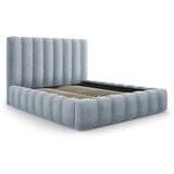 Micadoni Home Svijetloplavi tapecirani bračni krevet s prostorom za pohranu s letvičastom podnicom 200x200 cm Kelp - Cijene