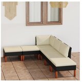  6-dijelna vrtna garnitura od poliratana s jastucima crna | shoptok.hr