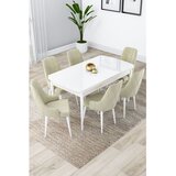 Hanah home trpezarijski set Lia, sto na razvlačenje i 6 stolica, bela ploča, krem tkanina Babyface | Eponuda.com