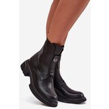 Boto Women's Leather Ankle Boots Low Heel Black Karisse | shoptok.hr