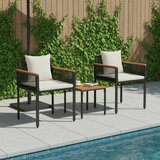  Set vanjskog namještaja 3 pcs Crna i krem-bijela PE ratan | shoptok.hr