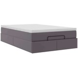 vidaXL Otomanski posteljni okvir z vzmetnico siv 120x200 cm um. usnje | Shoptok.si