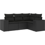  The Living Store Vrtna sedežna garnitura 4-delna z blazinami črna poli ratan - Vrtna Sedežna Garniture, (21461106) | Shoptok.si