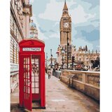  Slika za samostalno slikanje - Telephone box against the backdrop of Big Ben 40x50 | shoptok.hr