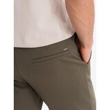 Ombre Men's knit shorts with rolled up legs - olive | Eponuda.ba