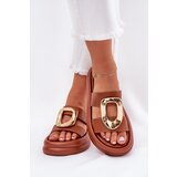 Boto Women's Platform Sandals with Golden Detail Camel Ularinea | Shoptok.si