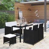  Zunanja jedilna garnitura z blazinami 6-delna poli ratan črna, (20681047) | Shoptok.si