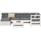 The Living Store Vrtna sedežna garnitura 7-delna bela trdna borovina - Vrtna Sedežna Garnitura, (21446663) | Shoptok.si