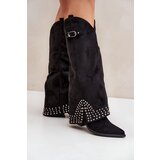 Boto FS1 Knee Boots With Rolled Shaft On Heel Black Iveliri | Eponuda.ba