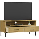 Ormarić za TV s metalnim nogama smeđi od masivne borovine OSLO | shoptok.hr