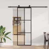 vidaXL Klizna vrata s priborom crna 76 x 205 cm od ESG stakla | shoptok.hr