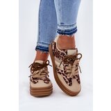 Boto Women's Platform Sneakers With Double Lacing Leopard Beige Niteria | Shoptok.si