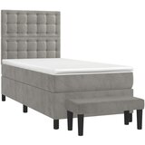 Box spring postelja z vzmetnico svetlo siva 80x200 cm žamet, (20790559) | Shoptok.si