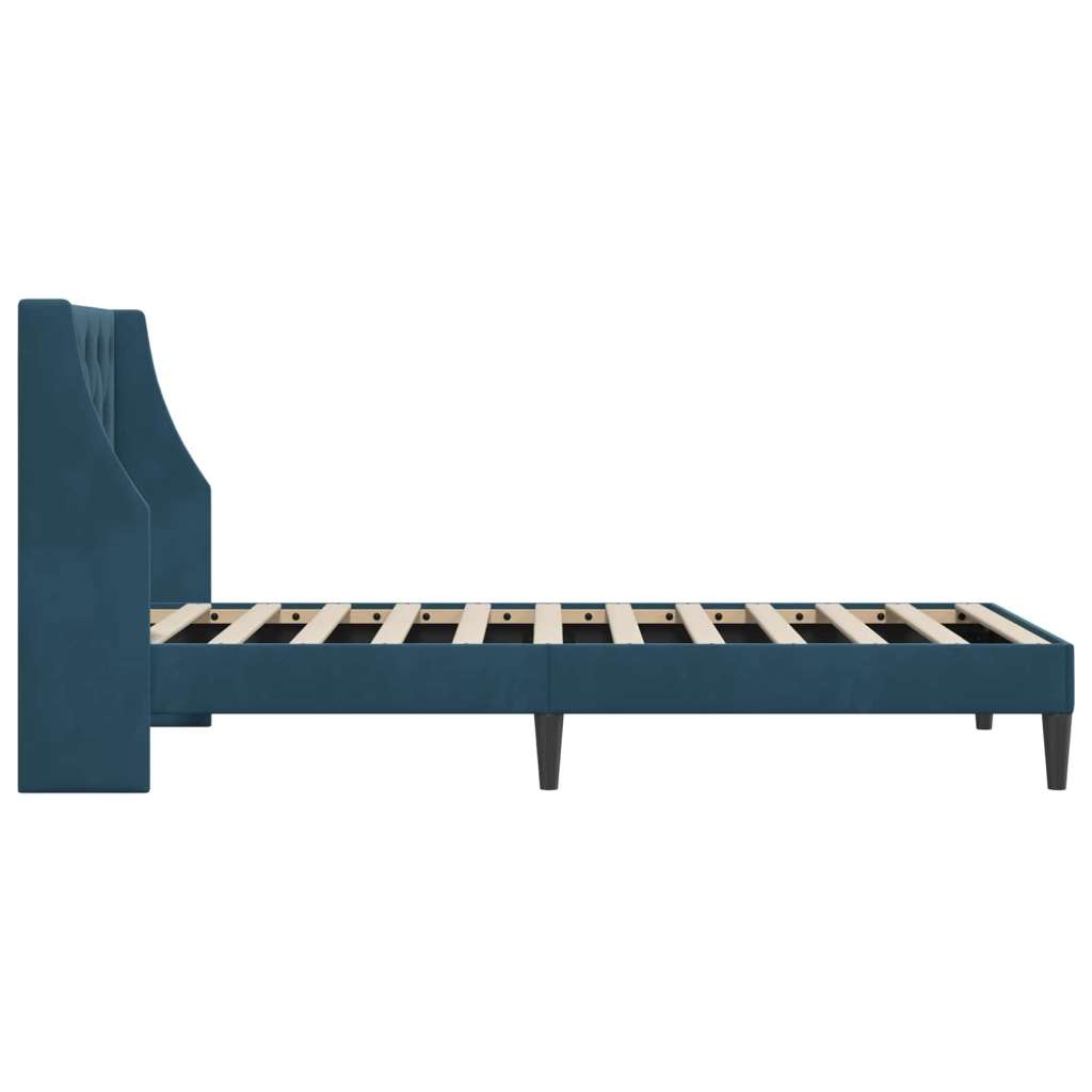  Okvir za krevet s uzglavljem Plava 90 x 190 cm Baršun - Plava 90 x 190 cm | shoptok.hr