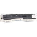 Maison Chic Seti vrtnega pohištva - Vrtna garnitura - Vrtni pohištvo set 9-delna z blazinami bela trdna borovina, (21800522) | Shoptok.si