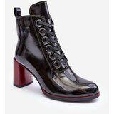 Kesi Patented lace-up ankle boots on S high heel. Barski MR870-15 black Cene'.'