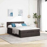  Otomanska postelja z vzmetnico & LEDs rjav 140x190 cm blago, (22011636) | Shoptok.si