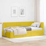 vidaXL Kutni okvir kreveta s uzglavljem Žuta 100 x 200 cm Baršun | shoptok.hr