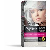Aura set za trajno bojenje kose explicit 90.01 silver blonde / srebrno plava Cene