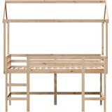  Krevet na kat s ljestvama i krovom 80x200 cm od borovine | shoptok.hr
