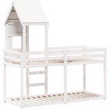 Krevet na kat s krovom bijeli 80 x 200 cm od masivne borovine | shoptok.hr
