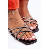 Boto Women's Strappy Sandals with Rhinestones Black Leomi | Shoptok.si
