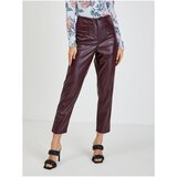 Orsay Burgundy women's shortened leatherette pants - Ladies Cijene