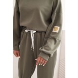 Kesi Włoski Ladies' butter set with a loose sweatshirt and pants with the inscription LOVE khaki | Shoptok.si