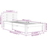  Okvir za krevet od masivnog drva 75 x 190 cm jednokrevetni | shoptok.hr