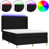  Box spring postelja z vzmetnico LED črna 140x200 cm blago | Shoptok.si