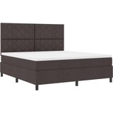 vidaXL Box Spring postelja z vzmetnico temno rjava Super King Tkanina, (22081200) | Shoptok.si