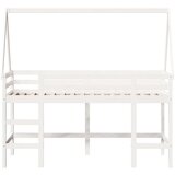  Krevet na kat s ljestvama i krovom bijeli 90x190 cm od borovine | shoptok.hr