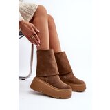 Zazoo 3410 Suede Women's Boots on Chunky Platform Camel | ePonuda.com